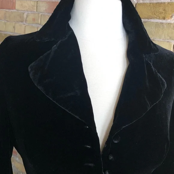 Vintage Black 90s Silk Rayon Velvet blouse size small - Picture 5 of 6